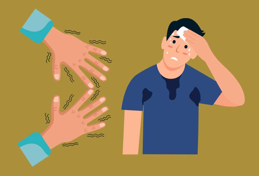 nervous trembling or excessive sweating